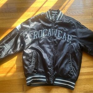 Rocawear Charcoal Satin Jacket with Striped Collar